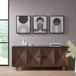 Cosmic Curl Geometric 3-pc. Grayscale Wall Art