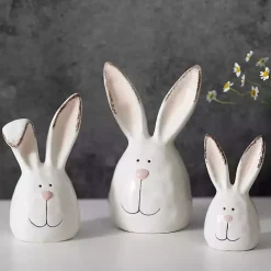 Crackle Finish Bunny Heads, Set of 3