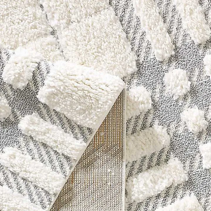 Cream and Gray Tufted Criss-Cross Area Rug, 7x9