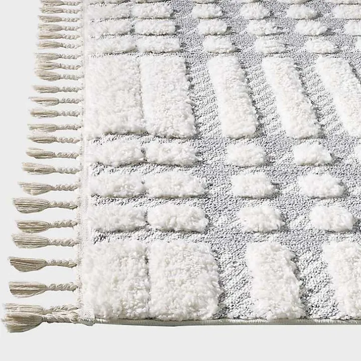 Cream and Gray Tufted Criss-Cross Area Rug, 7x9
