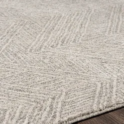 Cream and Gray Zig Zag Area Rug, 5x7