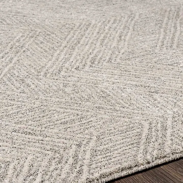 Cream and Gray Zig Zag Area Rug, 5x7