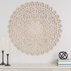 Cream and Natural Ornate Medallion Wall Plaque