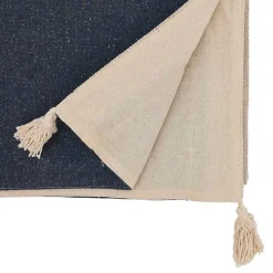 Cream and Navy Whipstitch Border Table Runner