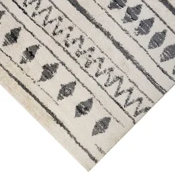 Cream Boho Striped Area Rug, 5x8