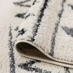 Cream Boho Striped Area Rug, 5x8