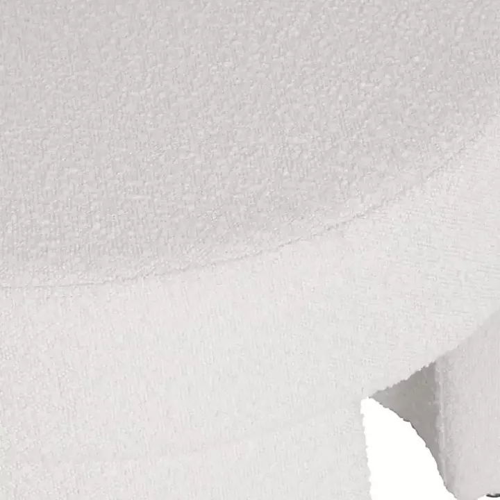 Cream Boucle Round Upholstered Ottoman