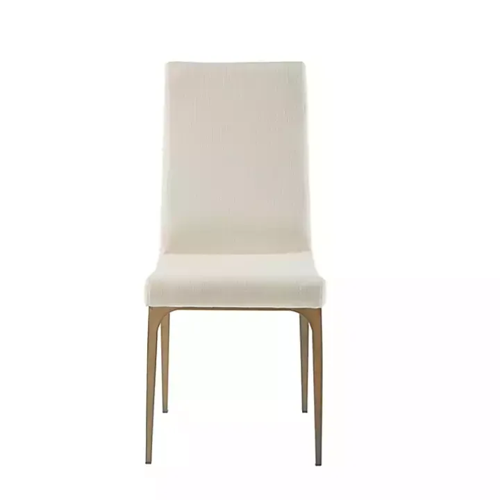 Cream Bronze Metal Base Dining Chairs, Set of 2