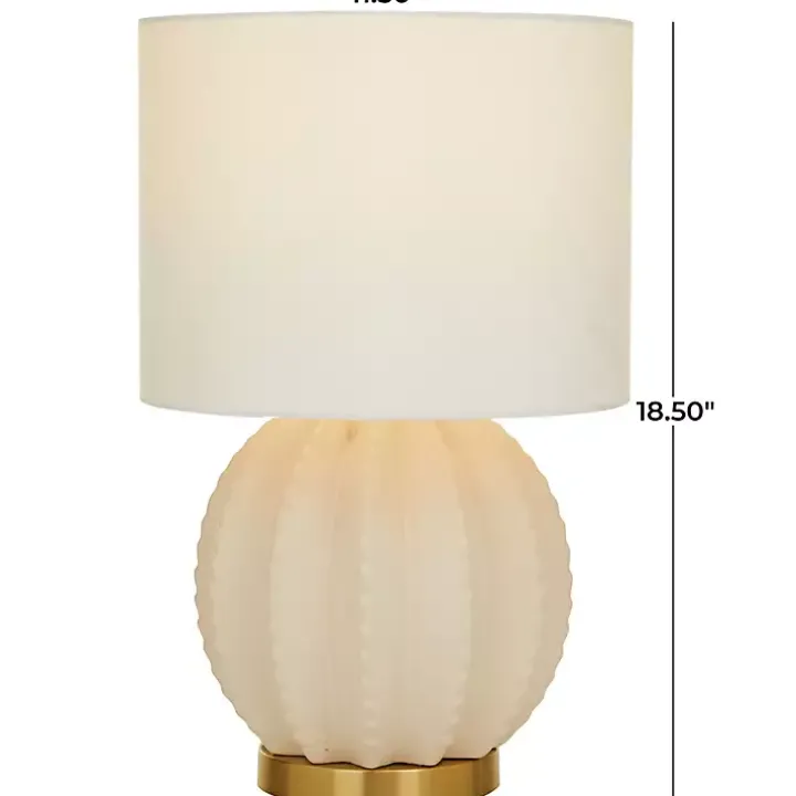 Cream Ceramic Fluted Gourd Table Lamp