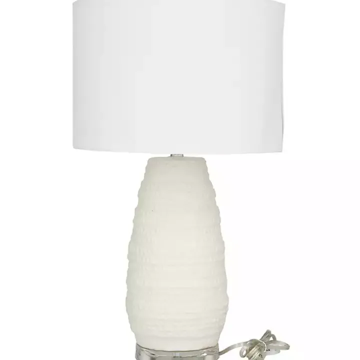 Cream Ceramic Gourd Table Lamp