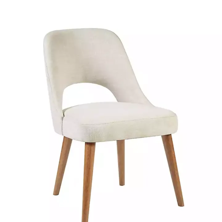 Cream Cut-Out Pecan Wood Dining Chairs, Set of 2