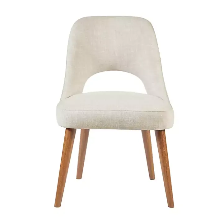 Cream Cut-Out Pecan Wood Dining Chairs, Set of 2
