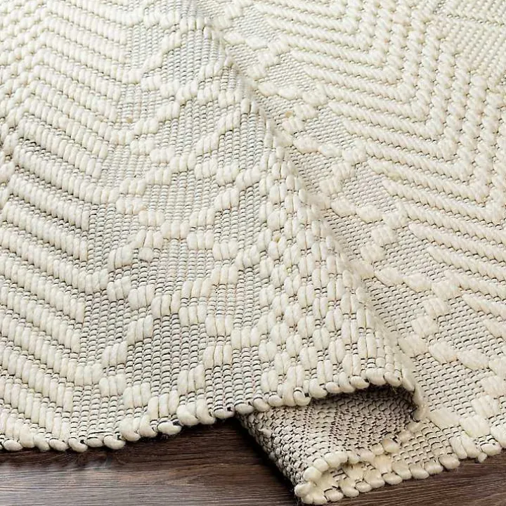 Cream Diamond Tassel Wool Area Rug, 8x10