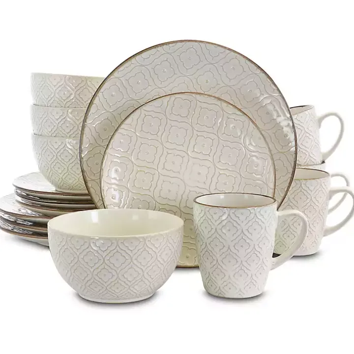 Cream Embossed 16-pc. Dinnerware Set