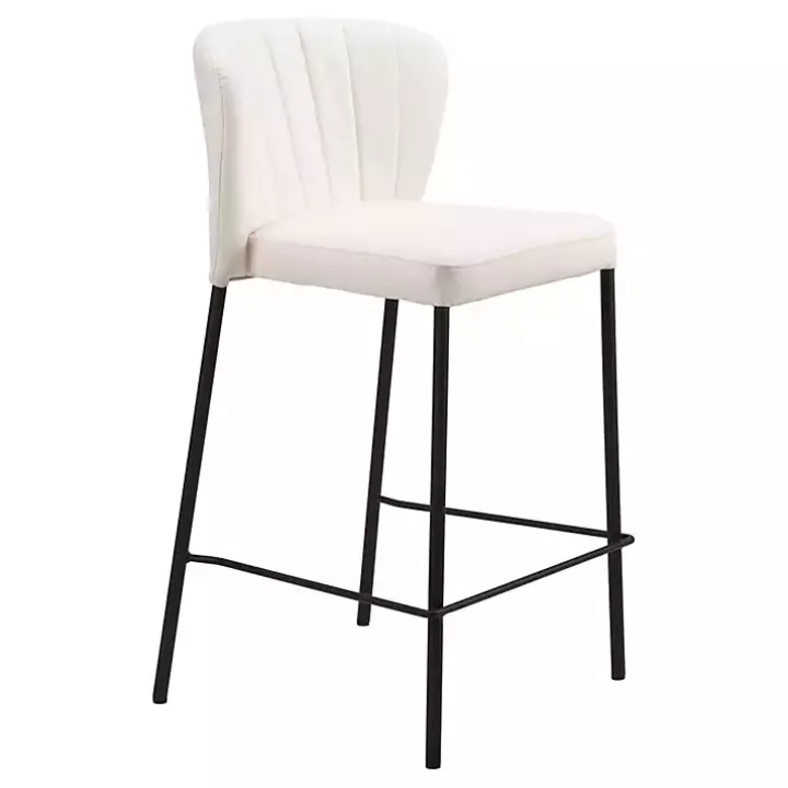 Cream Faux Leather Liddy Counter Stools, Set of 2