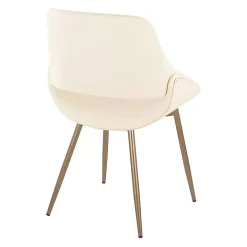 Cream Faux Leather Scooped Accent Chairs, Set of 2