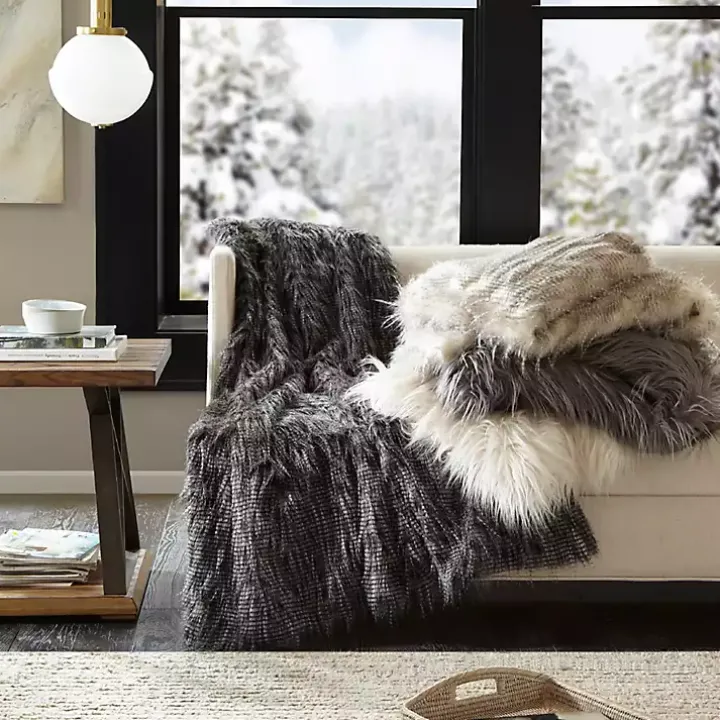 Cream Faux Mink Fluffy Throw