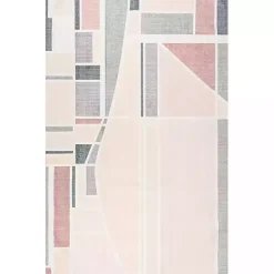 Cream Geometric Shapes Washable Area Rug, 8x10