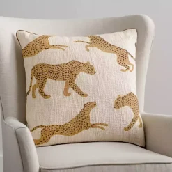 Cream Leopard Throw Pillow