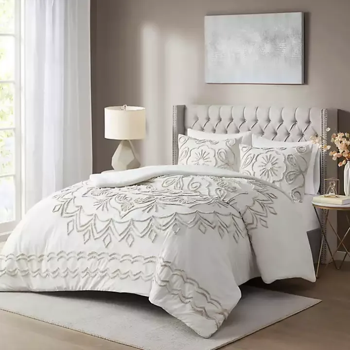 Cream Medallion California King Comforter Set