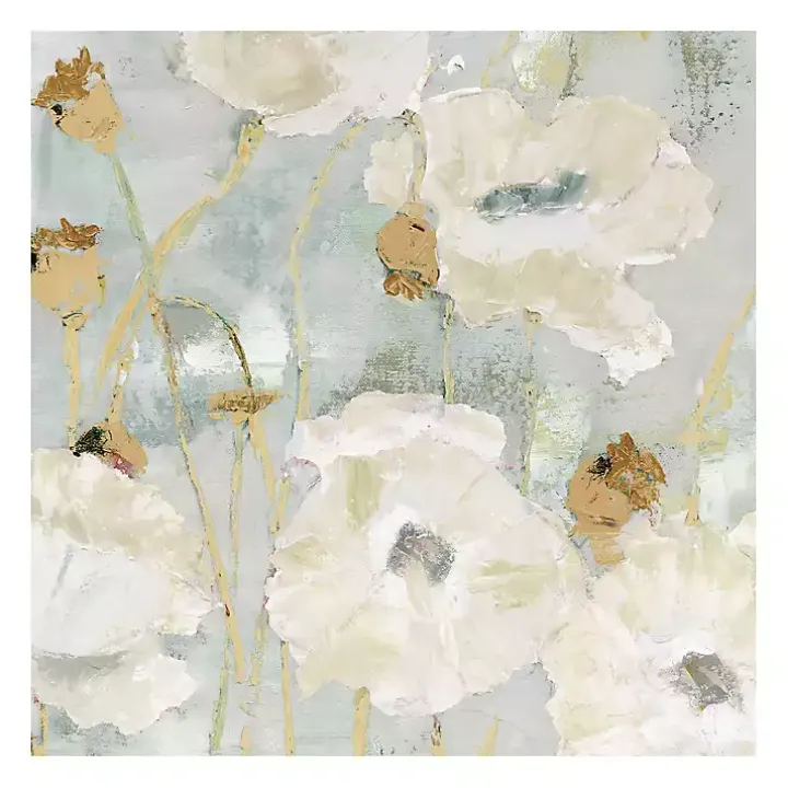 Cream Poppies in the Wind Giclee Canvas Art Print