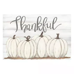 Cream Pumpkins Thankful Canvas Art Print