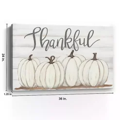 Cream Pumpkins Thankful Canvas Art Print