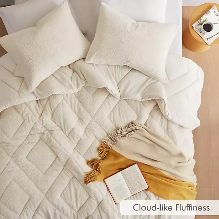 Cream Quilted Teddy 3-pc. Full/Queen Comforter Set