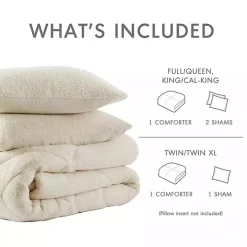 Cream Quilted Teddy 3-pc. Full/Queen Comforter Set