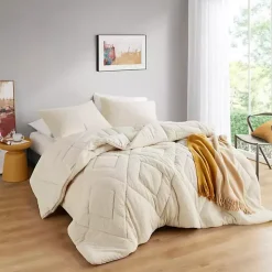 Cream Quilted Teddy 3-pc. King Comforter Set