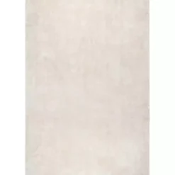 Cream Shag Washable Area Rug, 8x10