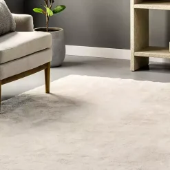 Cream Shag Washable Area Rug, 8x10