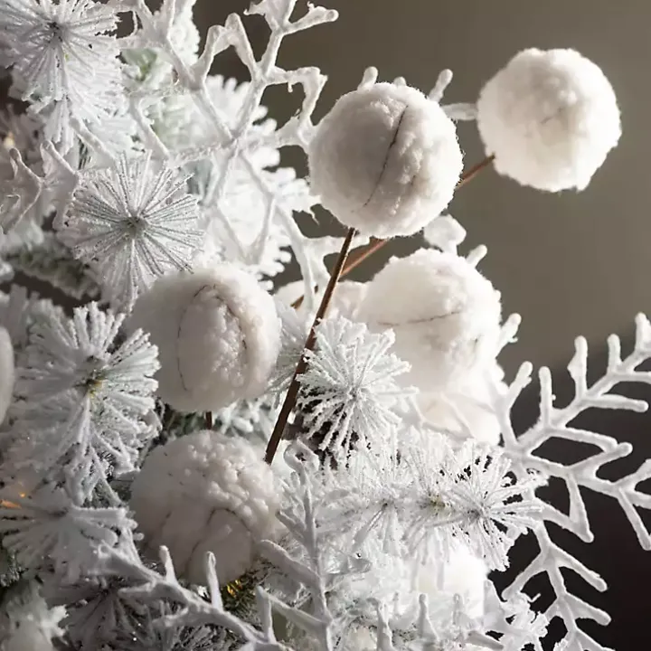 Cream Sherpa Ball Christmas Spray Stems, Set of 3