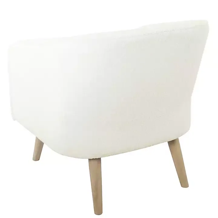 Cream Sherpa Upholstered Barrel Accent Chair