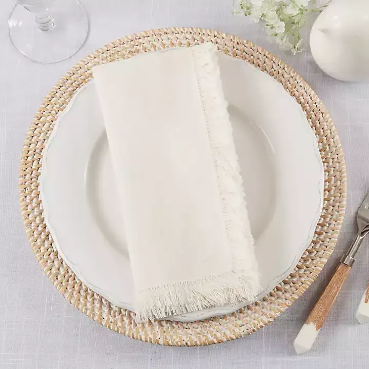 Cream Simple Fringe Napkins, Set of 4