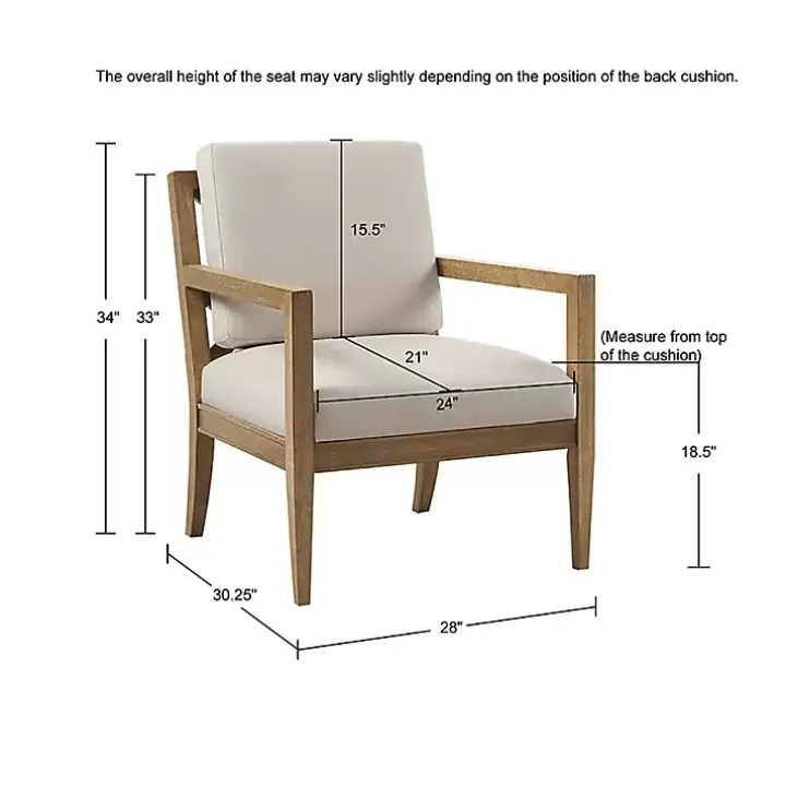 Cream Slatted Wood Accent Chair