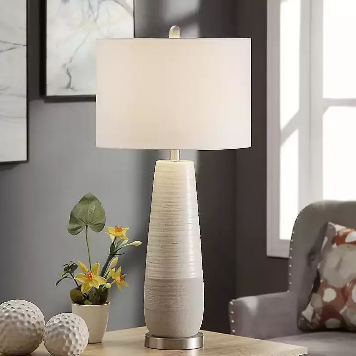 Cream Speckled Two Tone Table Lamp