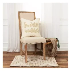 Cream Sweater Weather Throw Pillow