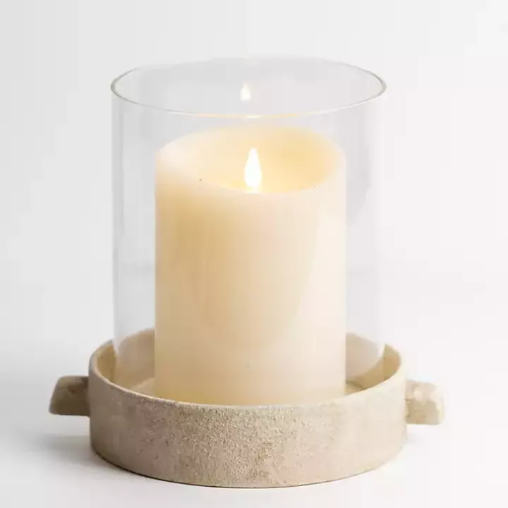 Cream Textured Base Hurricane, 9 in.