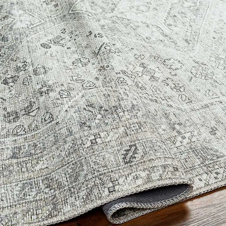 Cream Traditional Washable Area Rug, 6x9