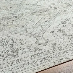 Cream Traditional Washable Area Rug, 6x9