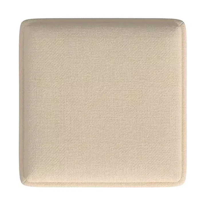 Cream Upholstered Storage Ottoman with Tray Top