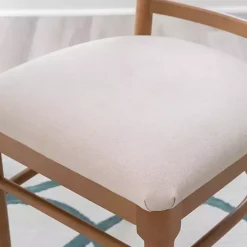 Cream Upholstered Wood Dining Chairs, Set of 2