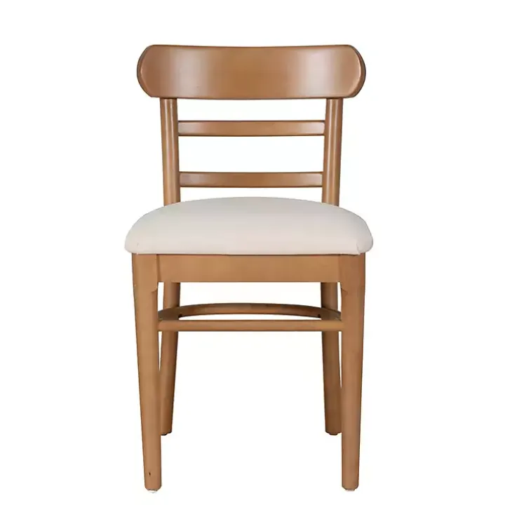 Cream Upholstered Wood Dining Chairs, Set of 2