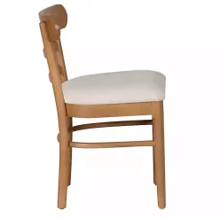 Cream Upholstered Wood Dining Chairs, Set of 2