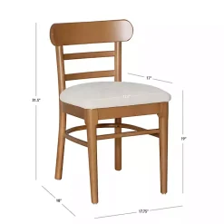 Cream Upholstered Wood Dining Chairs, Set of 2