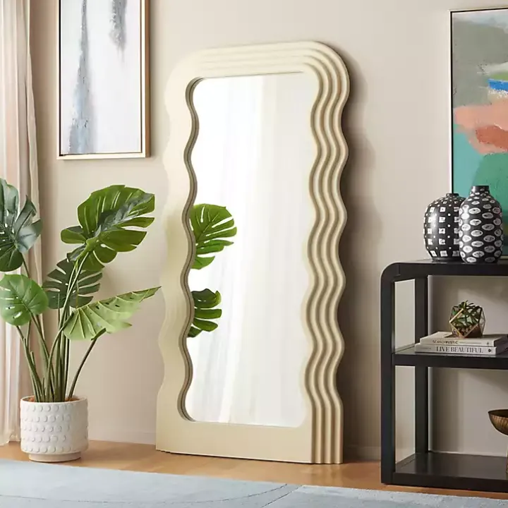 Cream Wavy Mayha Leaner Mirror