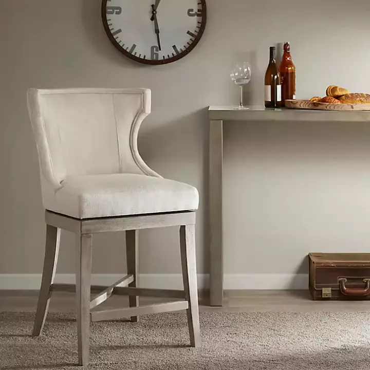 Cream Wingback Swivel Seat Counter Stool