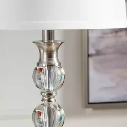 Crystal and Silver Metal Floor Lamp