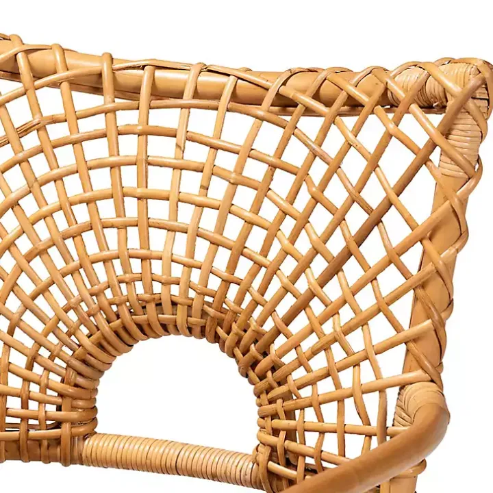 Curved Natural Rattan Woven Accent Chair
